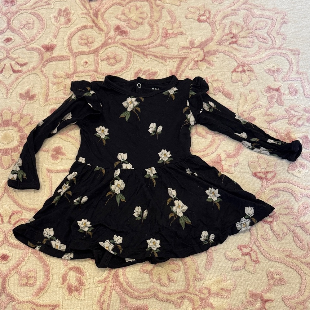 Elegant Black magnolia Kids Dress